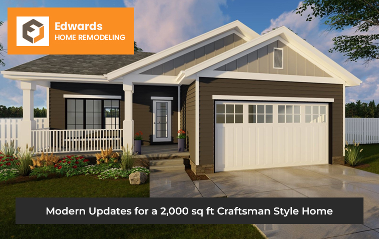 Exterior view of a modernized 2,000 sq ft Craftsman-style home